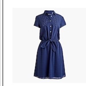J.Crew BLUE eyelet tie front dress